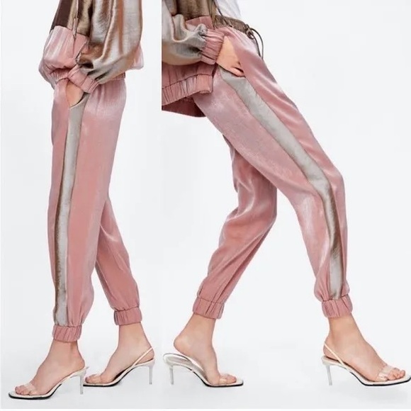 Zara Rose Gold Metallic Joggers - Picture 2 of 9